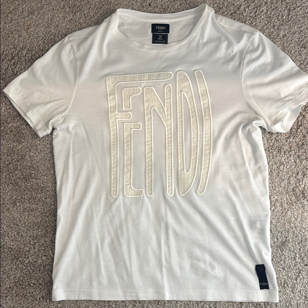 Fendi Ivory Logo Men's Tee